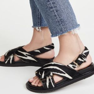 Marni Zebra Print Fussbett Crisscross Sandals 37 New in Box